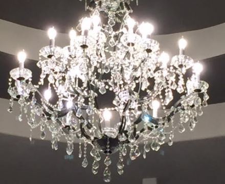 katy-chandelier lights install2