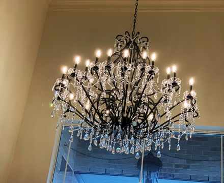 katy-sugarland-fulshear-Chandelier-install.2